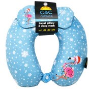 Wholesale - C&C CHRISTMAS FLAMINGO TRAVEL PILLOW & MASK SET C/P 24, UPC: 786457202609